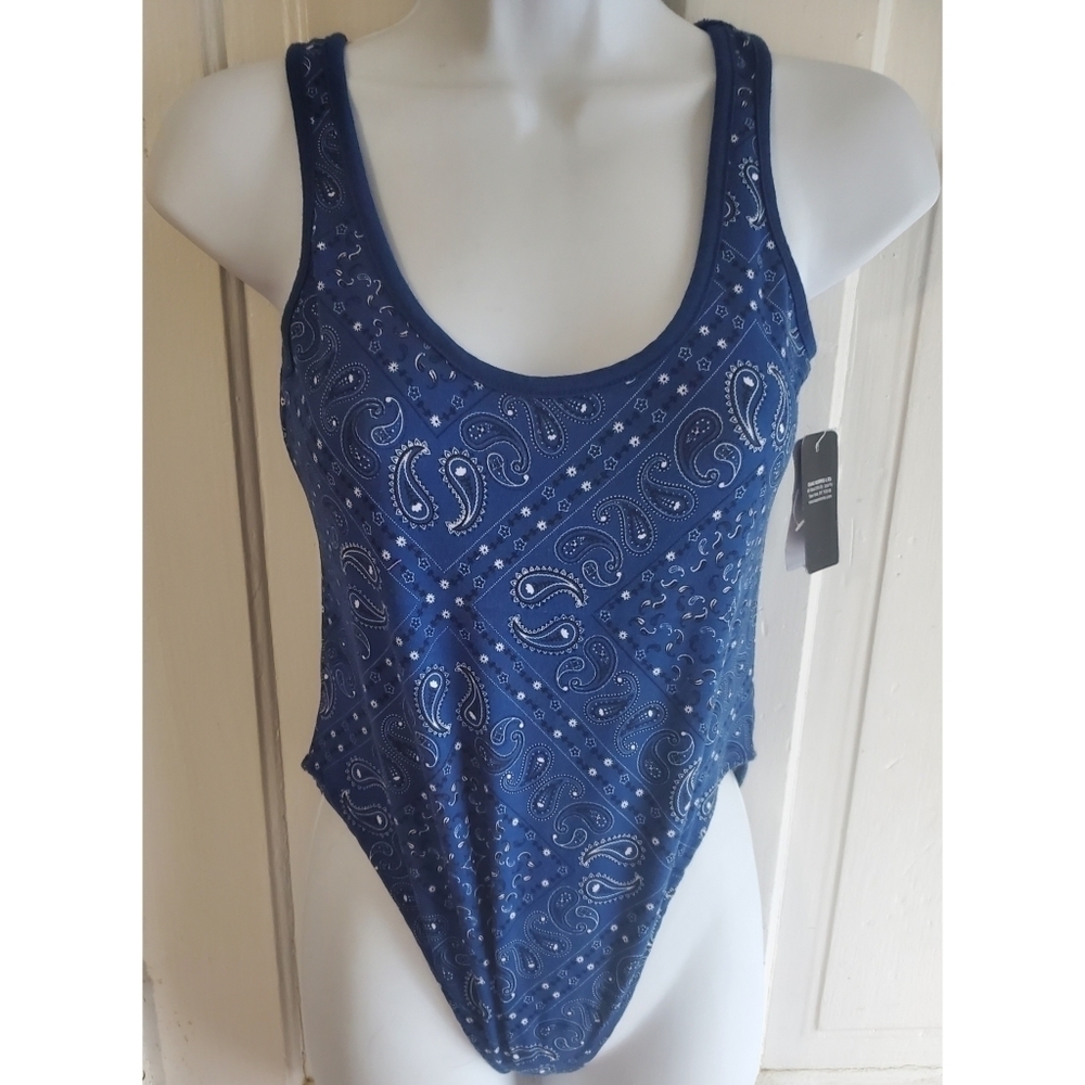 Isaac Morris Blue Bandana Graphic Bodysuit